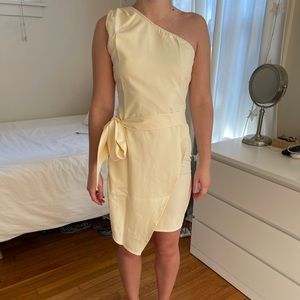 Cream One Shoulder Dress with Tie